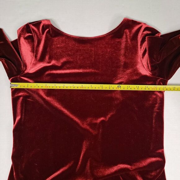 VTG LAUNDRY by Shelli Segal Red Velvet Maxi Dress LG Backless Stretch 3/4 Sleeve - Picture 11 of 12